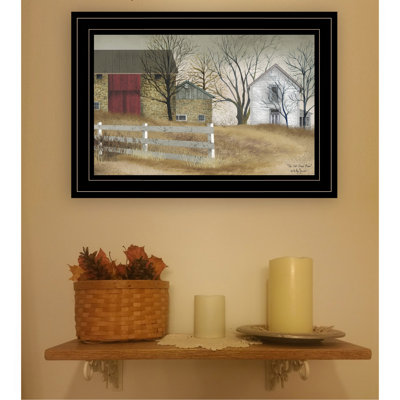 «The Old Stone Barn» par Billy Jacobs, reproduction encadrée prête à accrocher, cadre noir