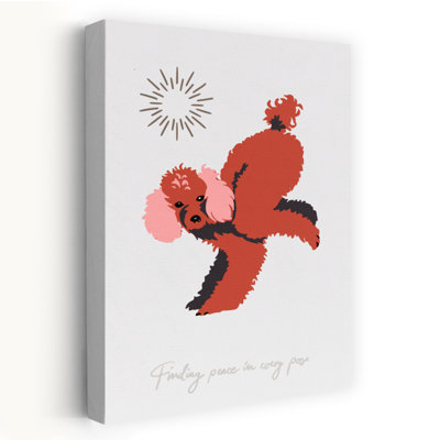 Red Poodle Yoga Peaceful Playful Serene Dog Wall Art Print