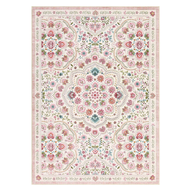 Washable Floral Area Rugs for Living Room Farmhouse Non Slip Soft Thin Large Carpet for Nursery Playroom, Stain Resistant Dining Room Rugs