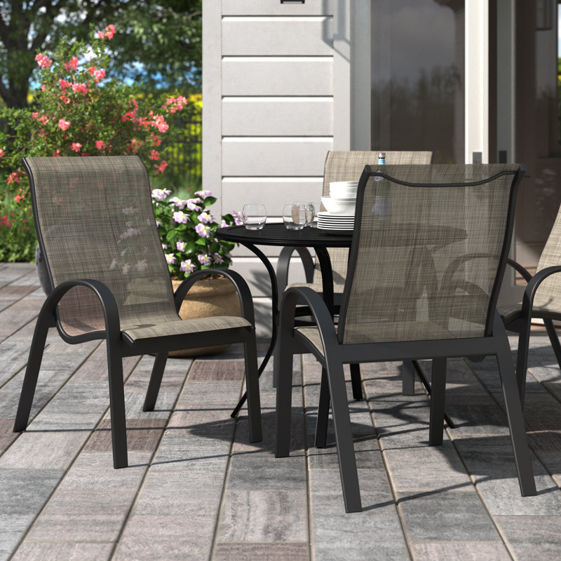 Outdoor Stacking Dining Armchair with Cushions