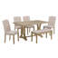 Ensemble de table de salle à manger 6 pièces, table à tréteaux rectangulaire, 4 chaises rembourrées et banc pour la salle à manger-1263764841