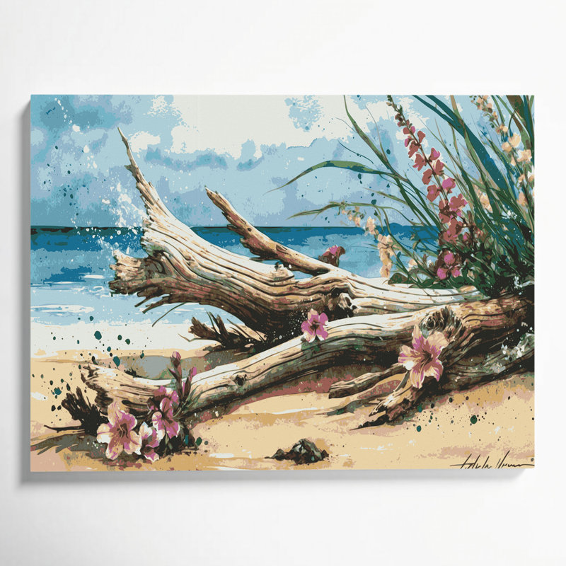 Toile hawaïenne bois flottant beige, H 20 po x l 30 po
