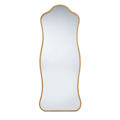 Ari Floor Mirror, 58 Inch, Metal Wavy Frame, Hand Forged Iron