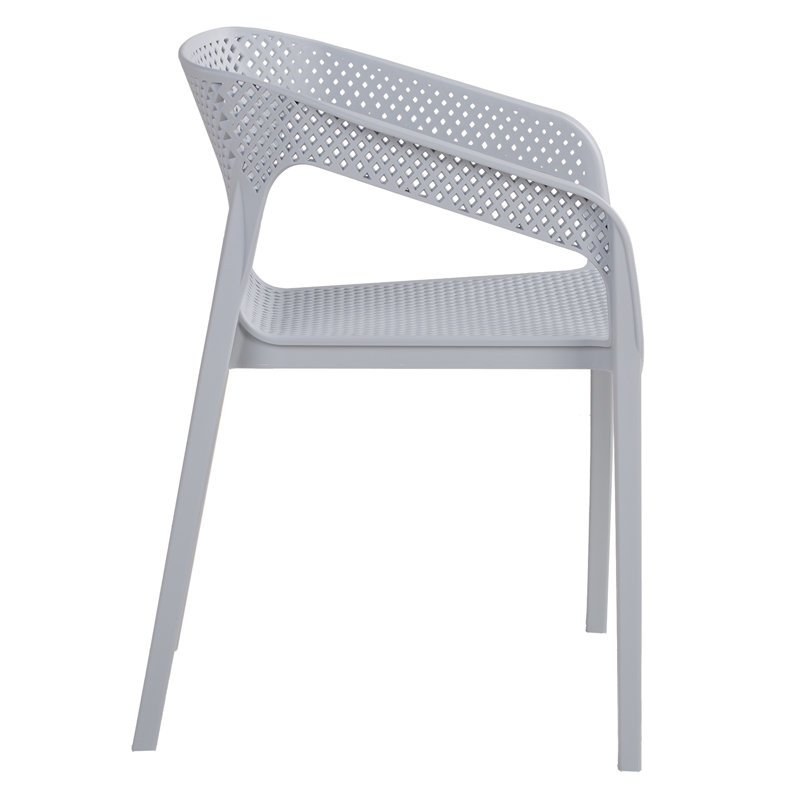Isaias Stacking Patio Dining Armchair, Grey/Brown/Blue