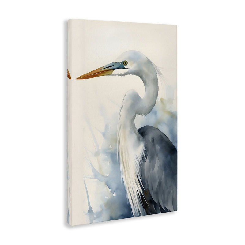 «Quiet Heron View», art mural sur toile par Petal Prints Design, H 36 po x l 24 po