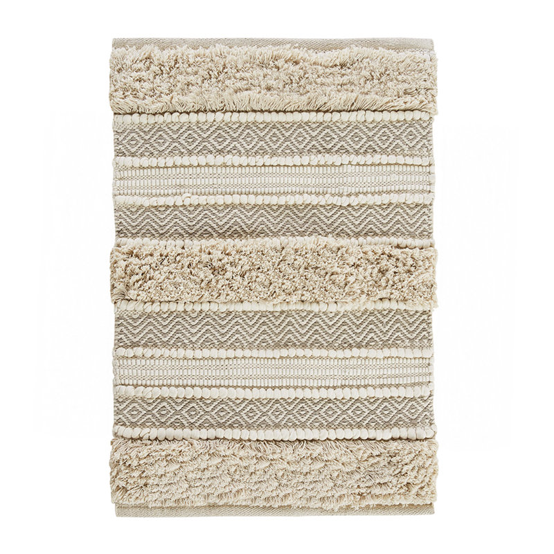 Woven Texture Stripe Bath Rug Natural 20X32"