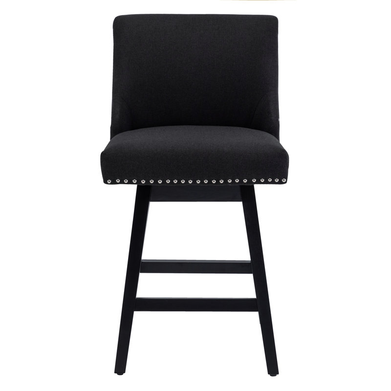 Lark Manor Counter Stools,26" 360 Free Swivel Bar Stools,Modern Counter Height Bar Stools With Upholstered,Wooden Barstool For Kitchen Island And Counter Height,Set Of 1,Performance Fabric