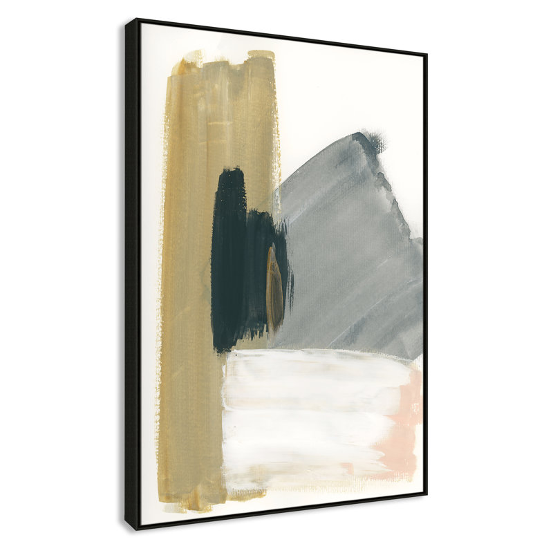 «Herma Marble Block Symmetry II» par - reproduction de cadre flottant sur toile, Cadre espresso