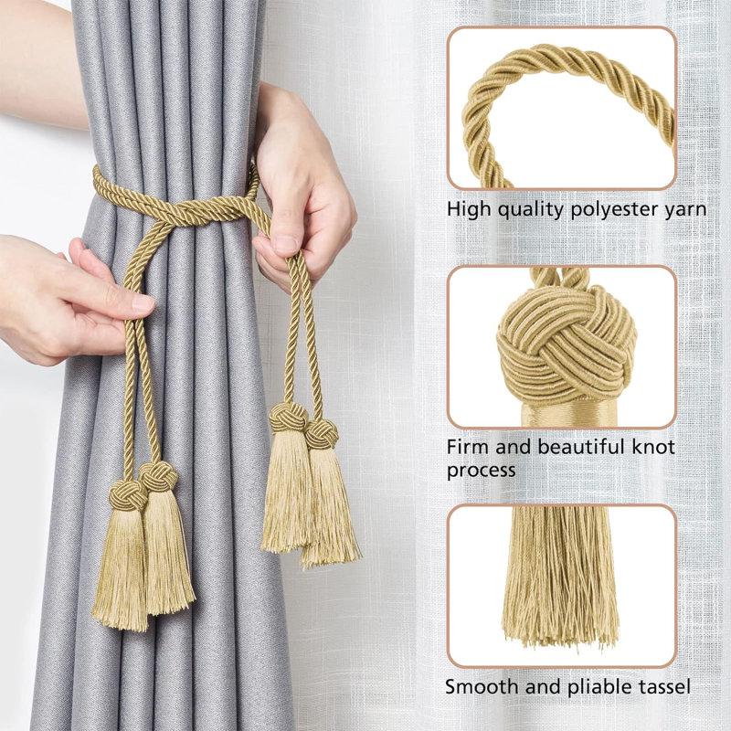 Tassel Curtain Tiebacks 2 Pack, Yellow