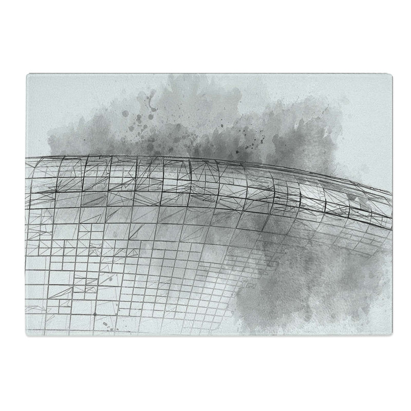 Tempered Glass Architecture Sketch Vol.31 Chopping Board, 39 cm W x 28.5 cm L
