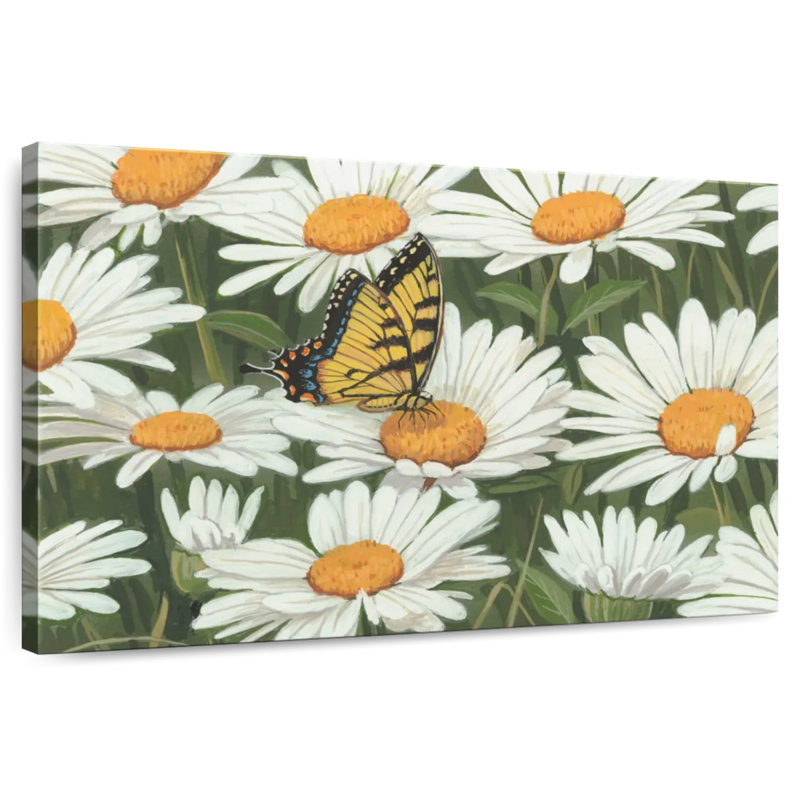Harnek Daisies And Butterfly, 32" H x 48" W