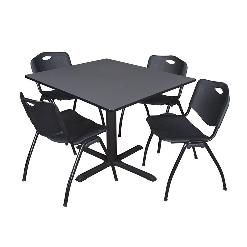 Table de salle à manger Neyland Cain, Noir, H 29 po x l 48 po x P 48 po, Gris