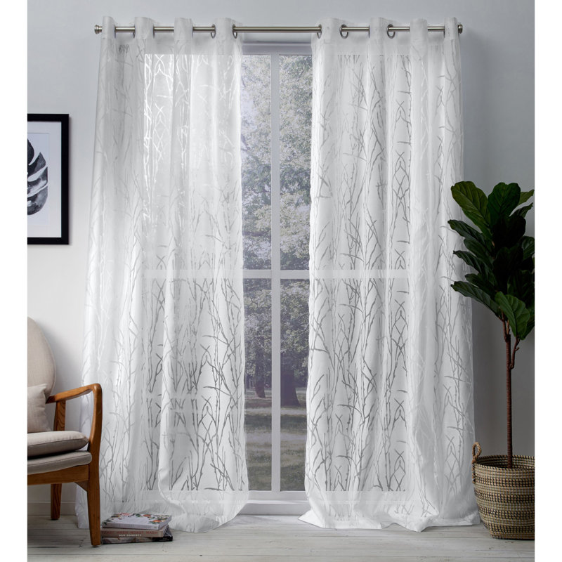 Edinburgh Floral Sheer Grommet Curtains/Drapes, 52"" W x 84"" L