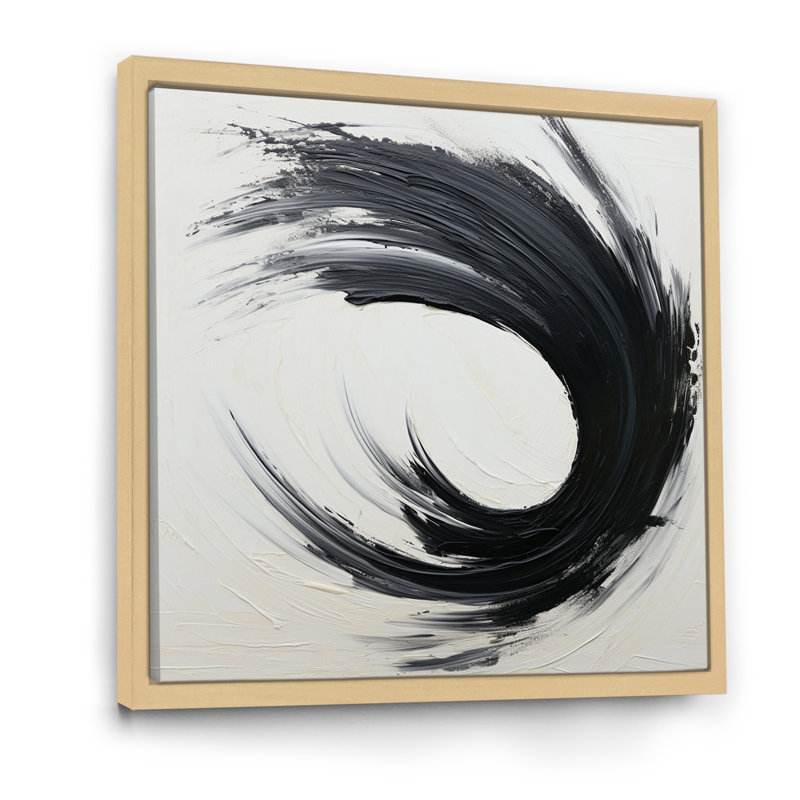 Essentiel d'être noir et blanc abstrait I - peinture abstraite murale, salon, Cadre naturel flottant