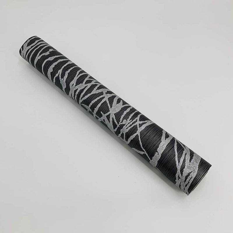 Rouleau de papier peint non tissé à motif d'arbre moderne et minimaliste, noir et gris, 20,8 x 393 pouces