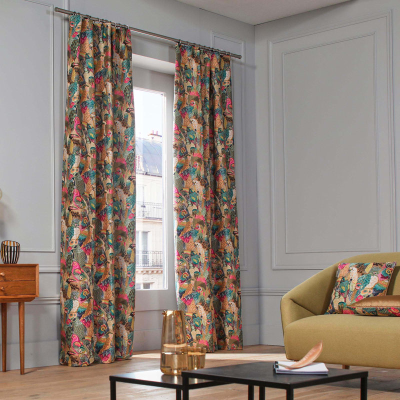 Trenton Room Darkening Single Curtain Panel, 140 W x 277 D cm, Brown/Green