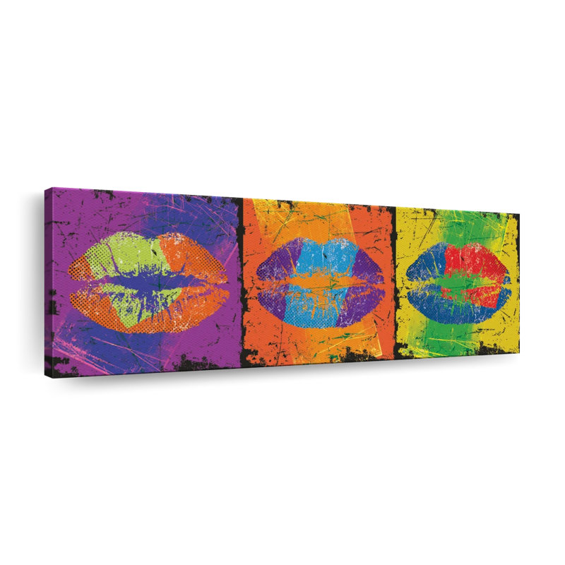 " Halftone Grunge Lips " by PaintboxJenny, 8" H x 24" W x 1" D