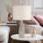 Indeigh Table Lamp Resin Polyresin Geometric Stacked Block Design 22" Gray Non-Woven Fabric Shade Bedroom Living Room Office