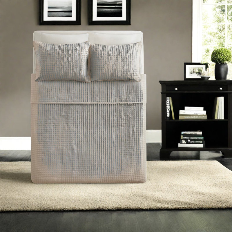 Ensembles de literie réversible confortable kaki, courtepointe en polyester double / grand