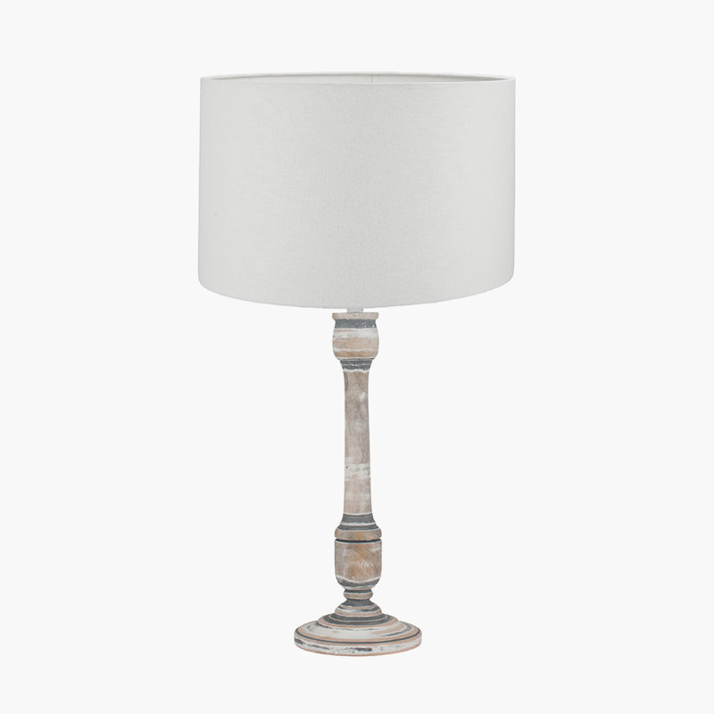 Beles Table Lamp, White, Grey, Linen