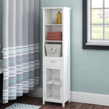 Northshire Freestanding Accent Linen Tower Cabinet with Glass Door, Drawer, and Adjustable Shelves