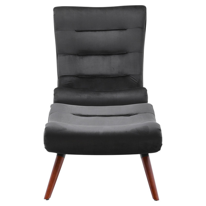 Peard Velvet Accent Chair with Footstool