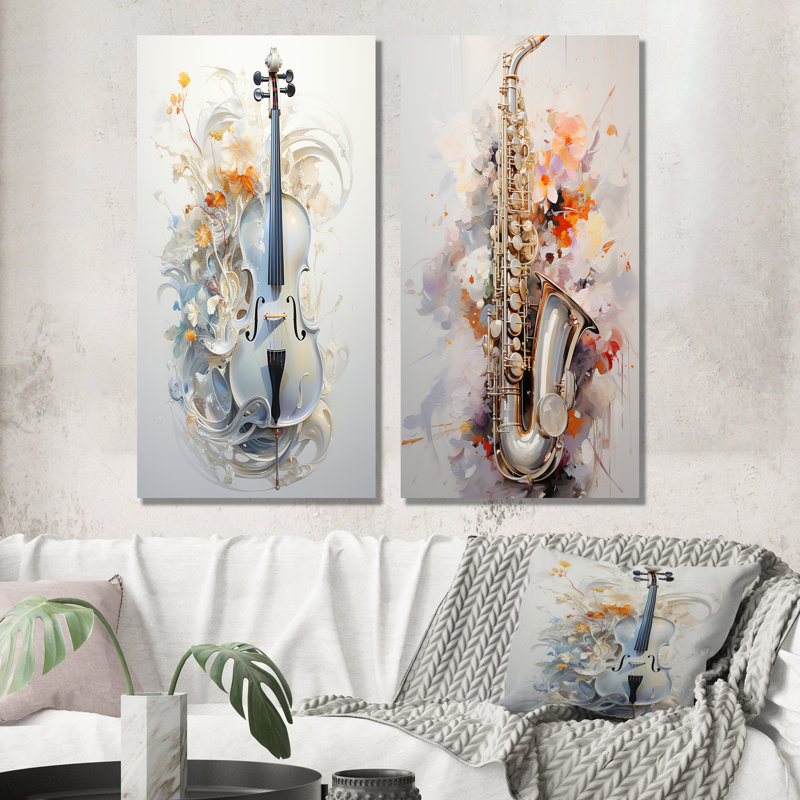 Flutes Whisper Silver Grace - ensemble de 2 reproductions d'art sur toile, Toile tendue, H 28 po x l 25 po