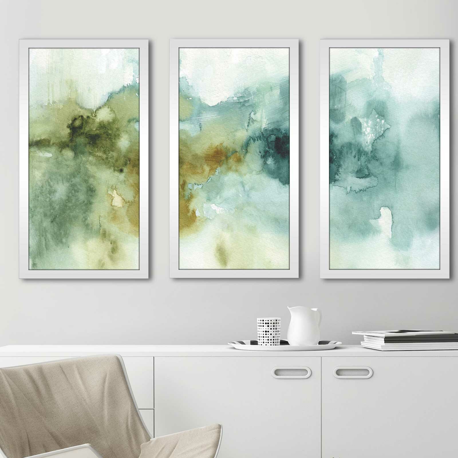 Ebern Designs 'My Greenhouse Abstract I no Gold' Multi-Piece Image ...