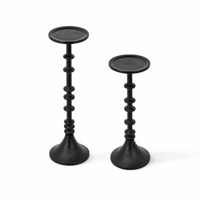 Ensemble de 2 porte-bougies en fer noir, chandeliers décoratifs pour table de salle à manger, manteau de cheminée et salon