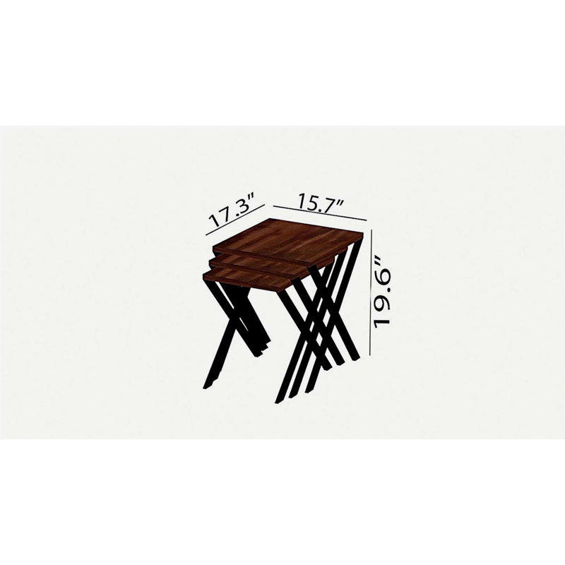 Kira Nesting Table 3-Pieces, Metal Legs Wood Base Nesting Table, White