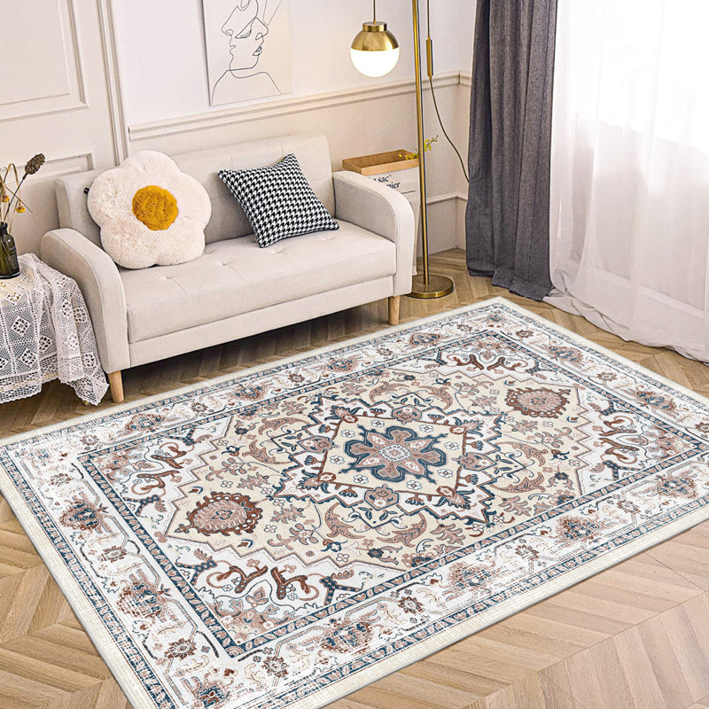 Area Rug Vintage Bohemia Large Persian Non-Slip Washable Rug For Living Room Kitchen Bedroom Living Room, Rectangle 5' x 7'
