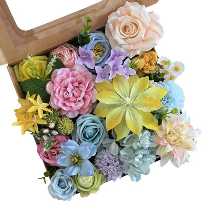 30 pièces de fleurs artificielles pour la décoration intérieure, fausse fleur en soie réaliste avec tige de fer, arrangement floral décoratif pour les bouquets de fête de mariage