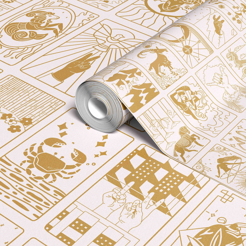 What's Your Sign Wallpaper, White/Gold/Cream/Ivory/Yellow