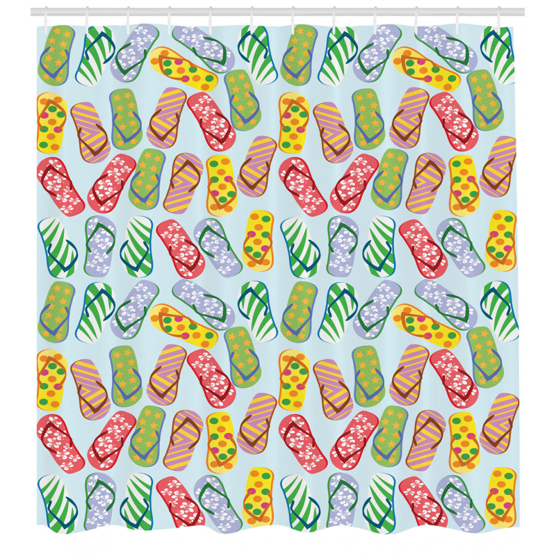 Ensemble de rideau de douche Flip Flop + crochets, H 70 po x l 69 po