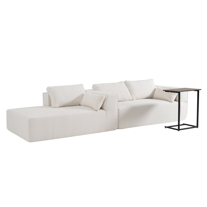 L shaped Modular Sectional Sectional Sofa with Side Table, Beige