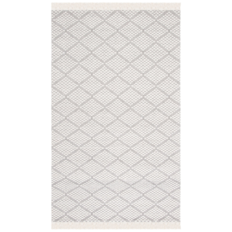 Wenger Natura Hand Woven Wool And Cotton With Latex Geometric Rug, Rectangle 4' x 6'