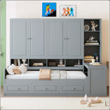 Versatile Wooden Daybed with Integrated Storage and Workspace for All Ages
