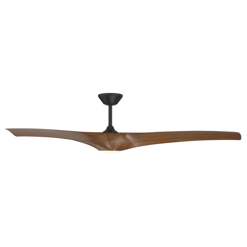 Zephyr 3 - Blade Outdoor/Indoor Smart Ceiling Fan with Light Kit And Remote Control Included, 72", Matte Black/Distressed Koa