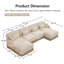 Élégant canapé modulaire en U à 4 places en chenille avec imprimé léopard et canapé avec pompon-130049261