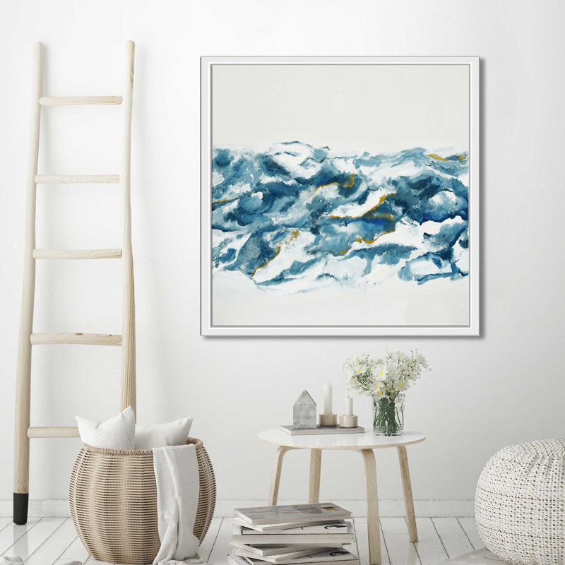 Into the blue (carré)-imprimé, H 21,5 po x l 21,5 po x P 2 po, Cadre flottant blanc