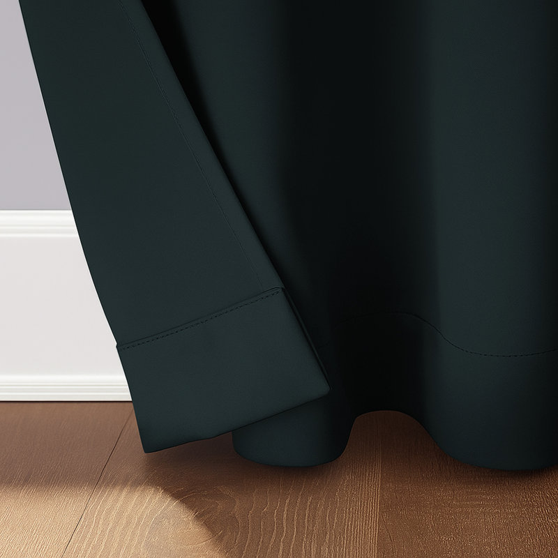 Kalynn 100% Blackout Eyelet Semi Sheer Synthetic Window Curtain Pair, 117 W x 137 D cm, Black