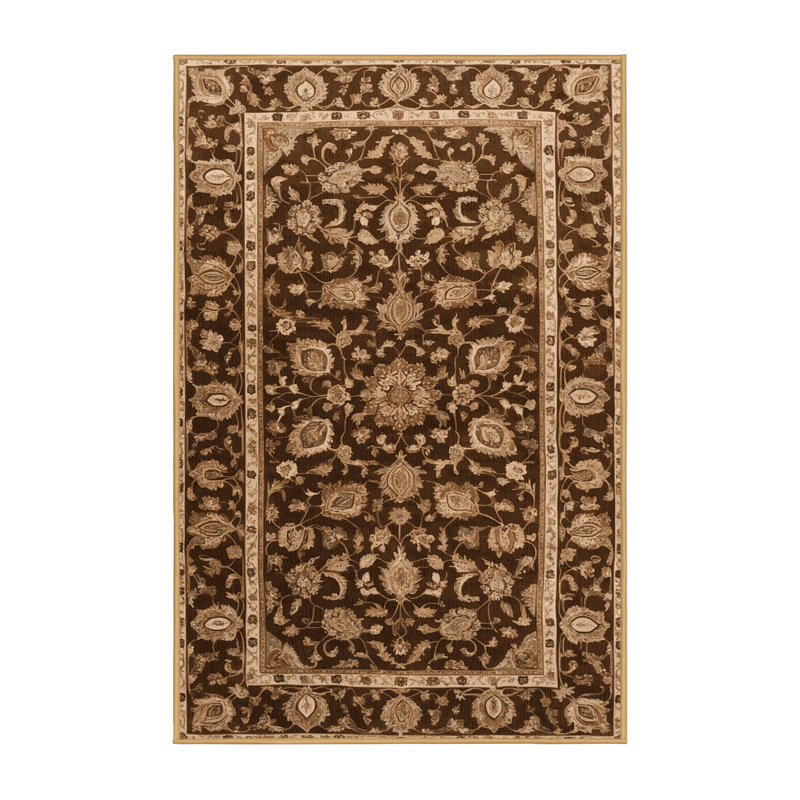 Tapis brun lavable à la machine, Rectangle 5 pi x 7 pi