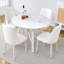 Ensemble de table et de chaises, bureau en panneau de fibres à densité moyenne, pieds de table en métal blanc, stable et magnifique, convient à la plupart des styles de maison. Table à manger moderne et simple, sièges confortables. (Ensemble repas)