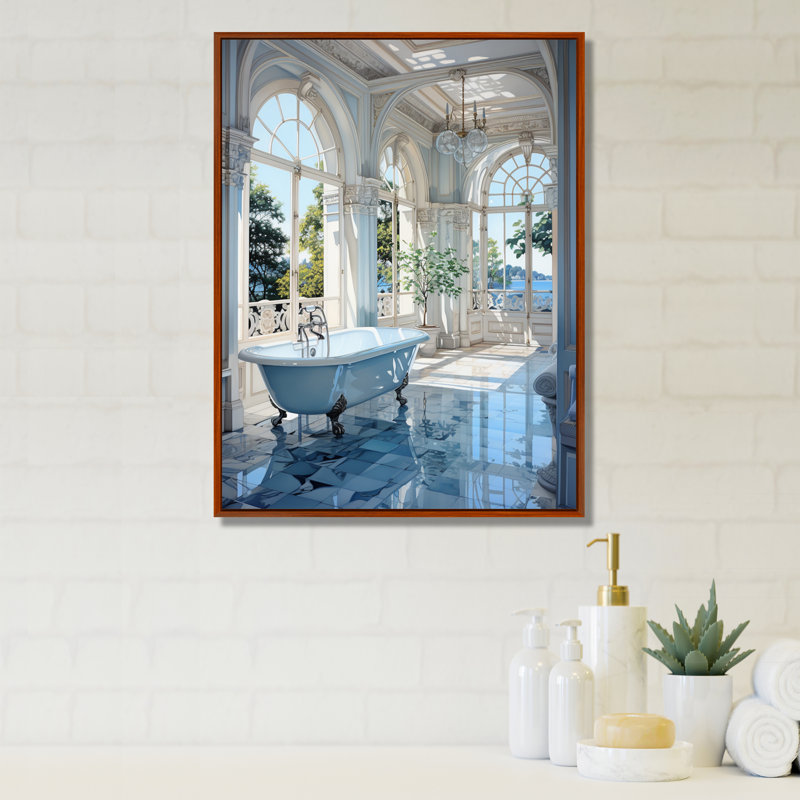 Bathroom Tranquil Reflections II - Impressions encadrées pour salle de bain, H 32 po x l 24 po x P 1 po, Cadre flottant brun