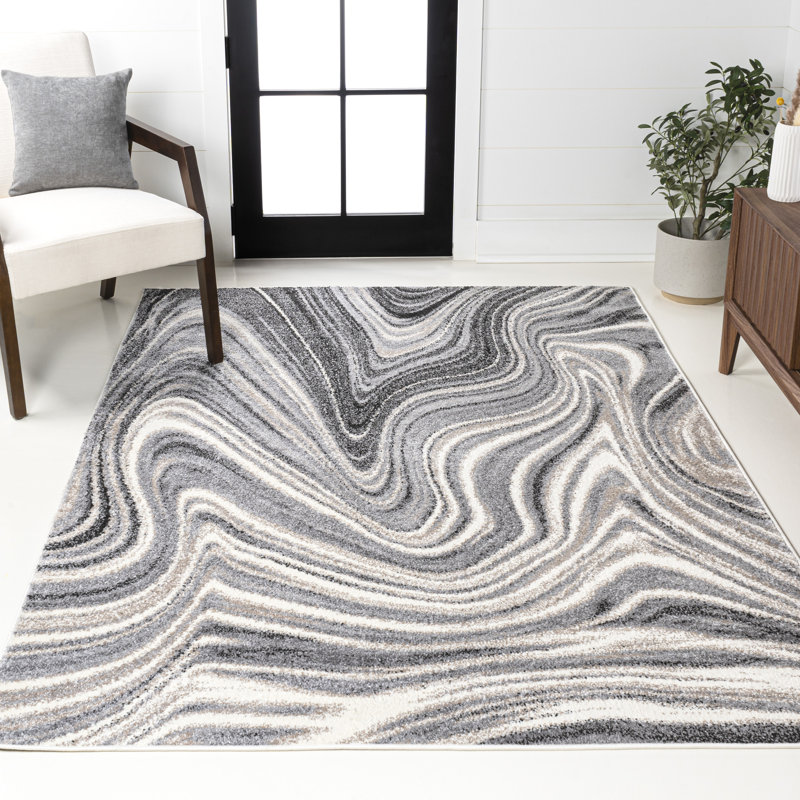 Tapis gris anthracite / crème Lilirose, Rectangle 4 pi x 6 pi