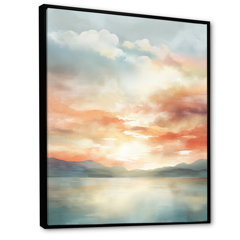 «Bold Sunset Coastal Horizon IV», reproduction sur toile, H 44 po x l 34 po x P 1,5 po, Cadre flottant noir