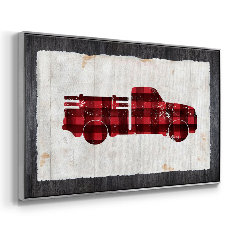 Camion à carreaux - toile tendue avec châssis, H 27 po x l 41 po x P 2 po, Toile avec cadre argenté