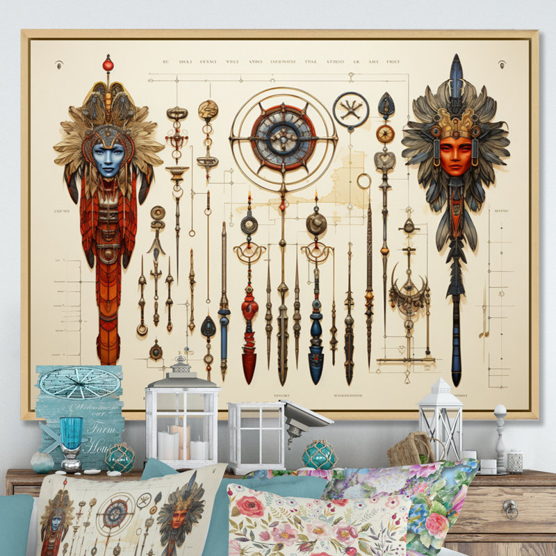 «African Sacred Symbols I» sur toile, H 12 po x l 20 po, Cadre naturel flottant