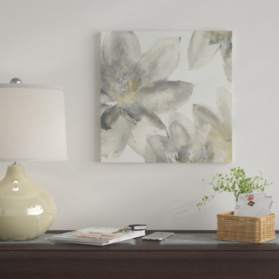 «Gray and Silver Flowers I», reproduction sur toile tendue