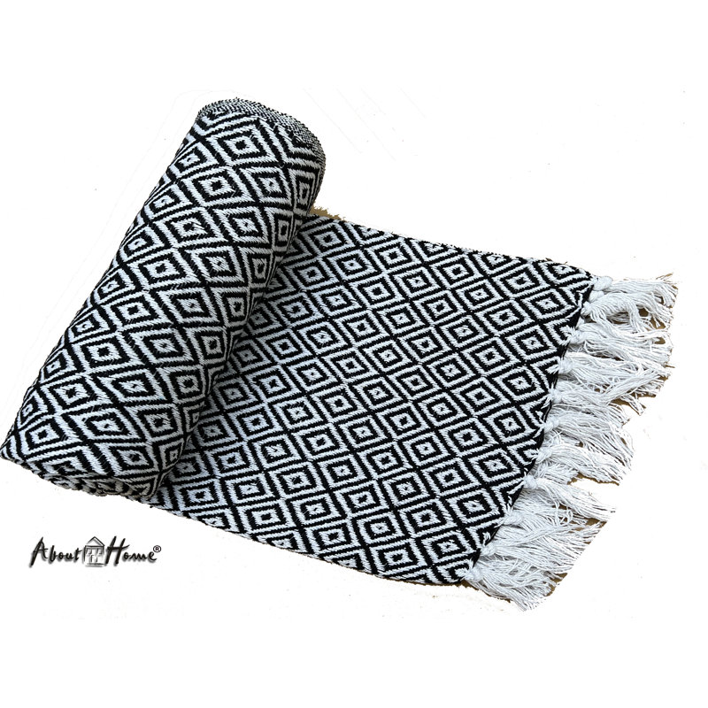 Cotton Throw, W127 x L152cm, Black